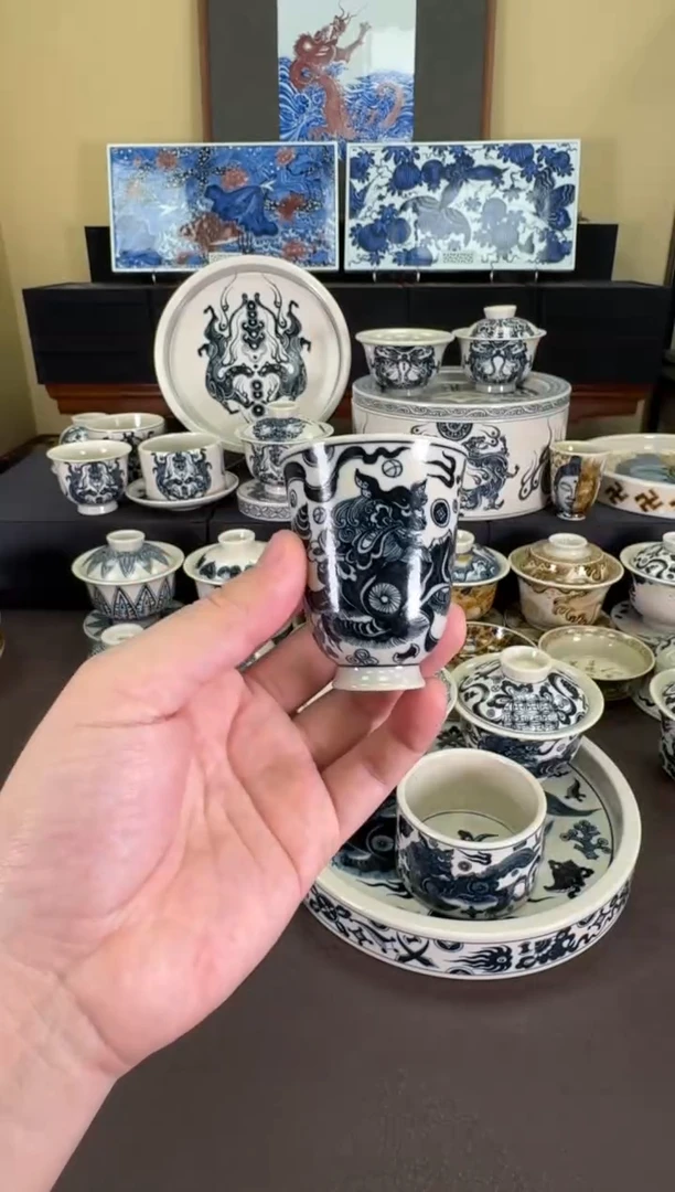 【闪购商品】二号釉杂宝狮子闻香杯