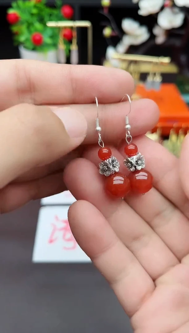 玛瑙/玉髓耳饰银S925镶嵌422000