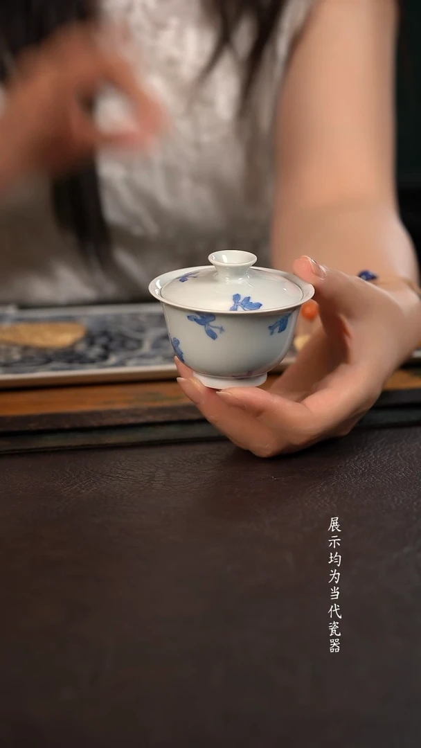 60c聚澜堂兰花头小宝宝盖碗