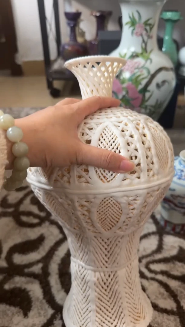 摆件陶瓷德化窑竹编瓶