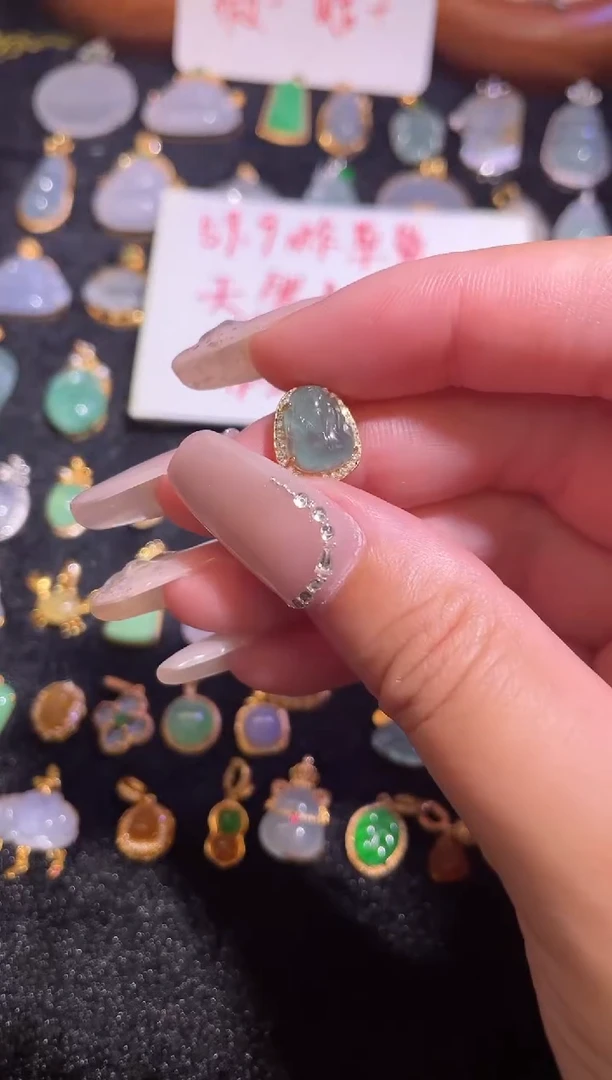 吊坠(不含链)银S925镶嵌翡翠天然A货翡翠