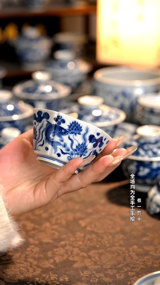 景德镇纯手工手绘柴窑福利茶具