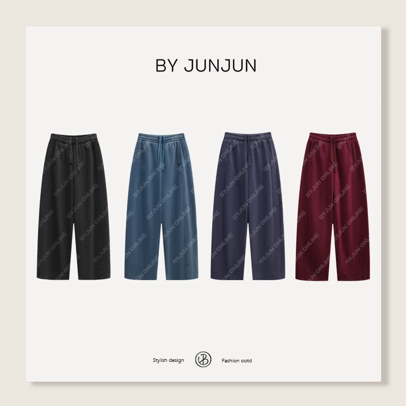 ByJunjun  Lisa奥利绒 洗水卫裤百搭休闲裤显瘦保暖松紧腰女长裤