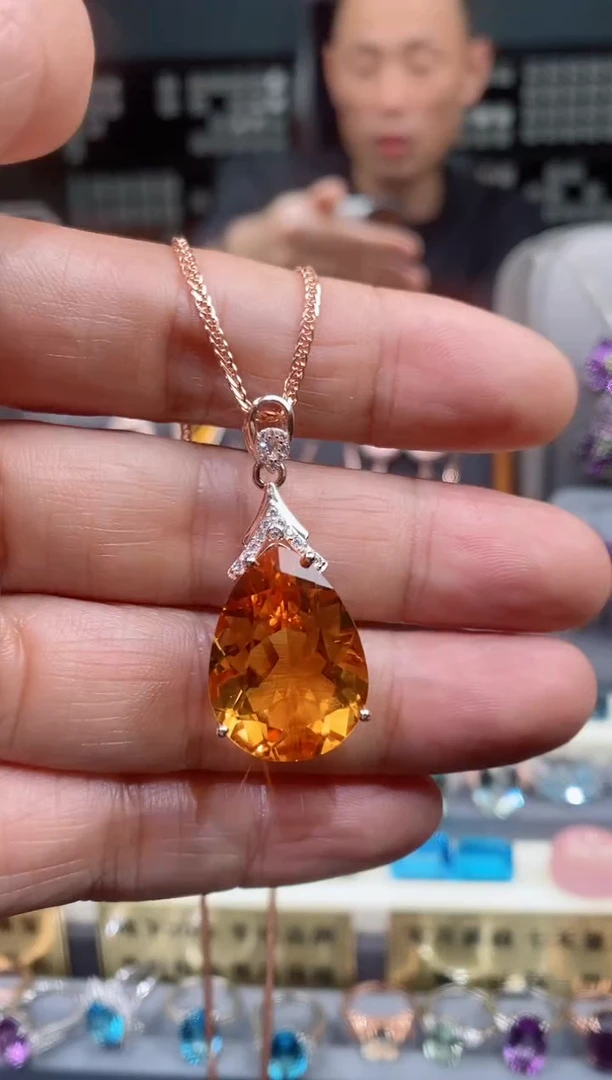 【闪购商品】黄晶吊坠银S925镶嵌黄晶吊坠