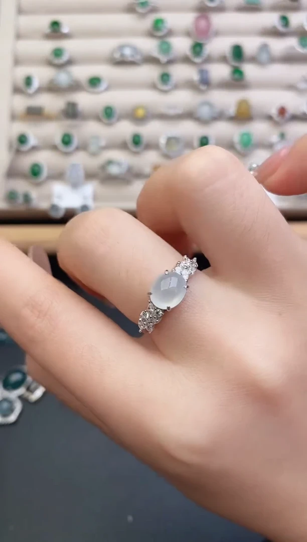 银S925镶嵌戒指翡翠0