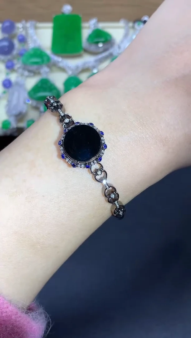 18K金镶嵌手镯翡翠366-中国好珍宝