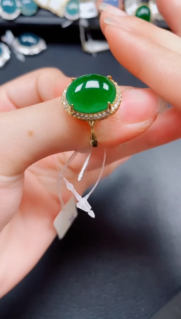 银S925镶嵌戒指翡翠翡翠