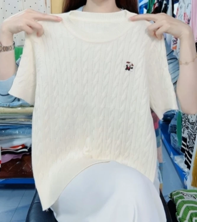 《妞妞》夏季新款麻花套头针织短袖032015