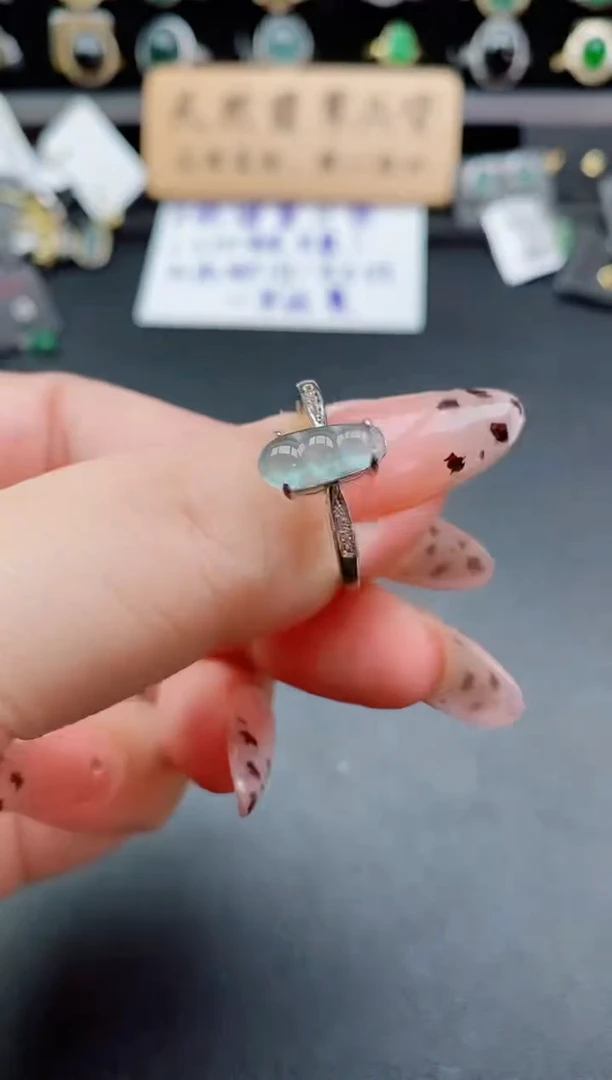 银S925镶嵌戒指翡翠1