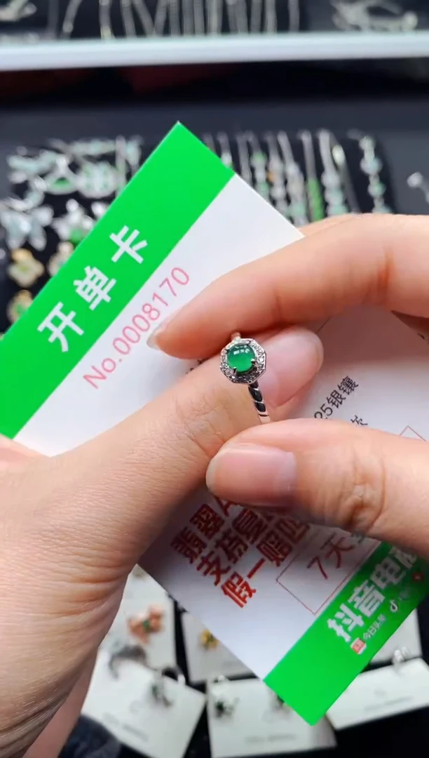 【闪购商品】翡翠戒指银S925镶嵌8170