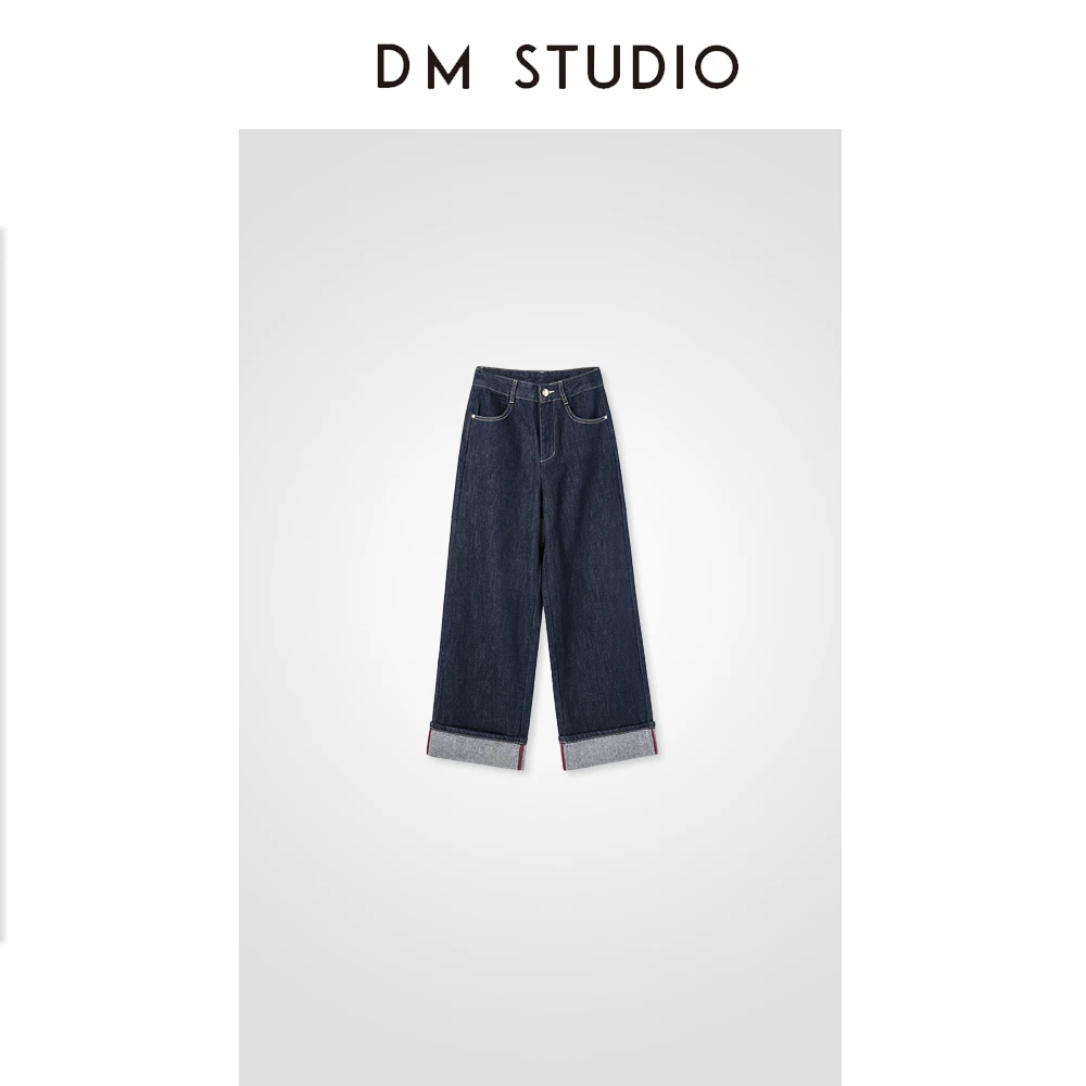 【DM】卷边牛 |  设计师水洗微弹卷边水洗直筒牛仔裤 #990110