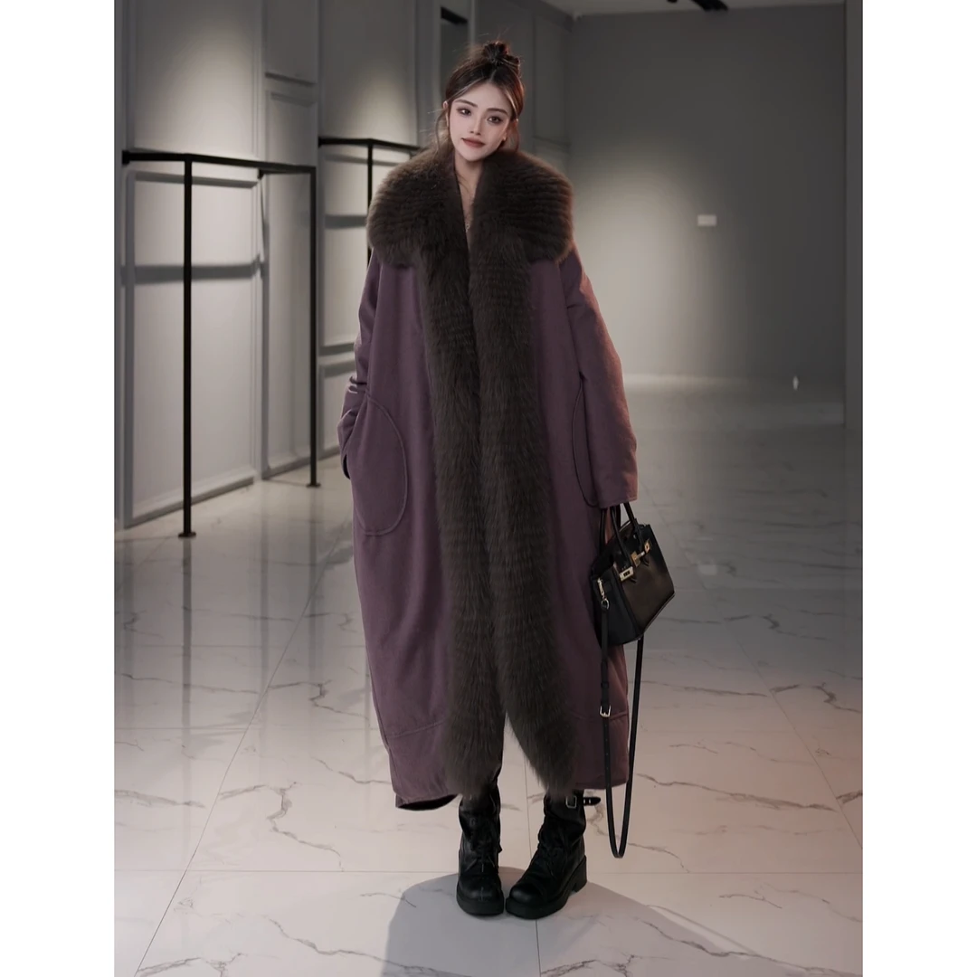 【思语】“大鱼海棠” CC880921 设计师款狐狸毛皮草鹅绒长款外套