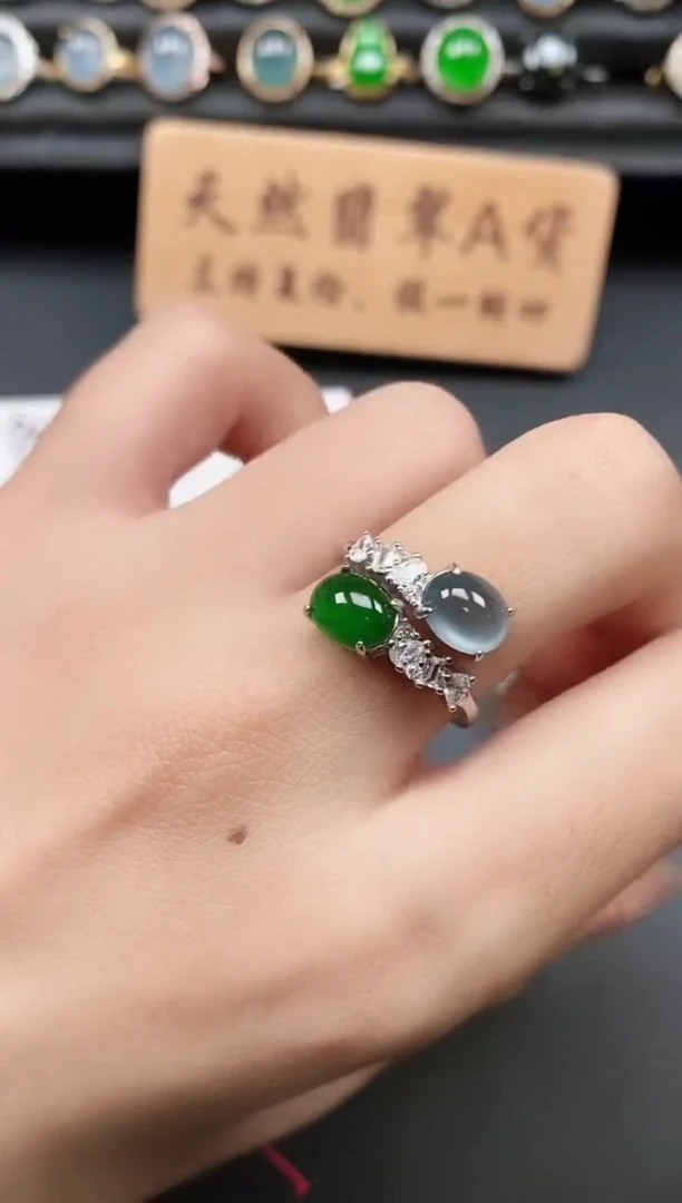 银S925镶嵌戒指翡翠11111