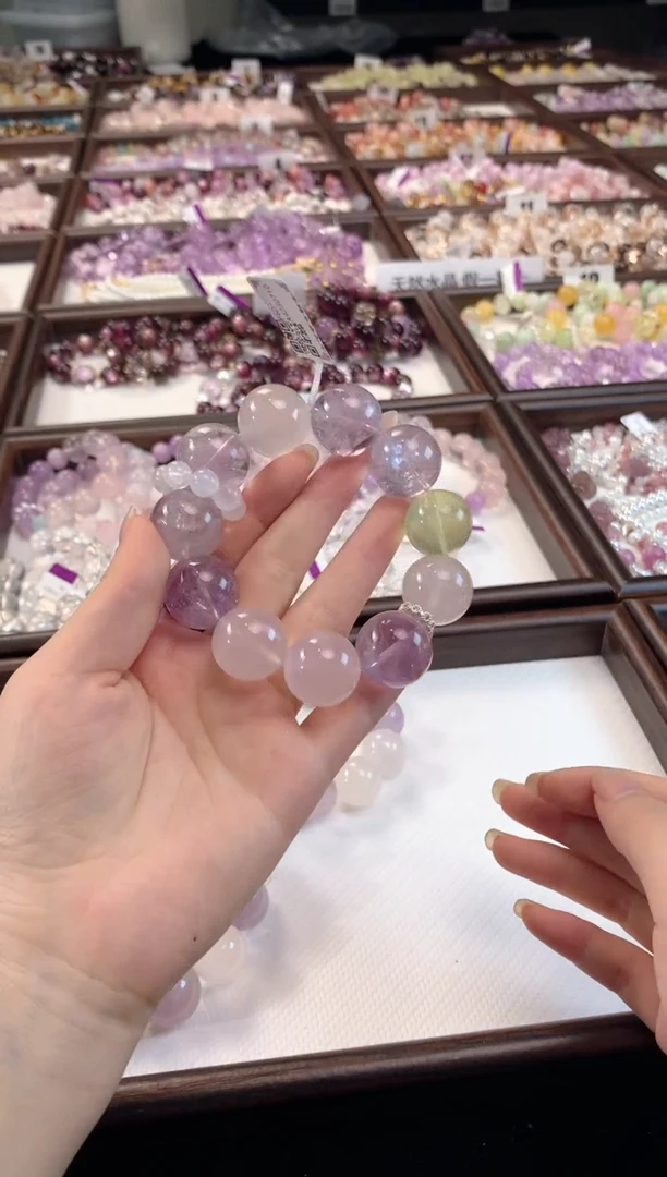 未镶嵌手链水晶大卡浅紫水粉水白水环