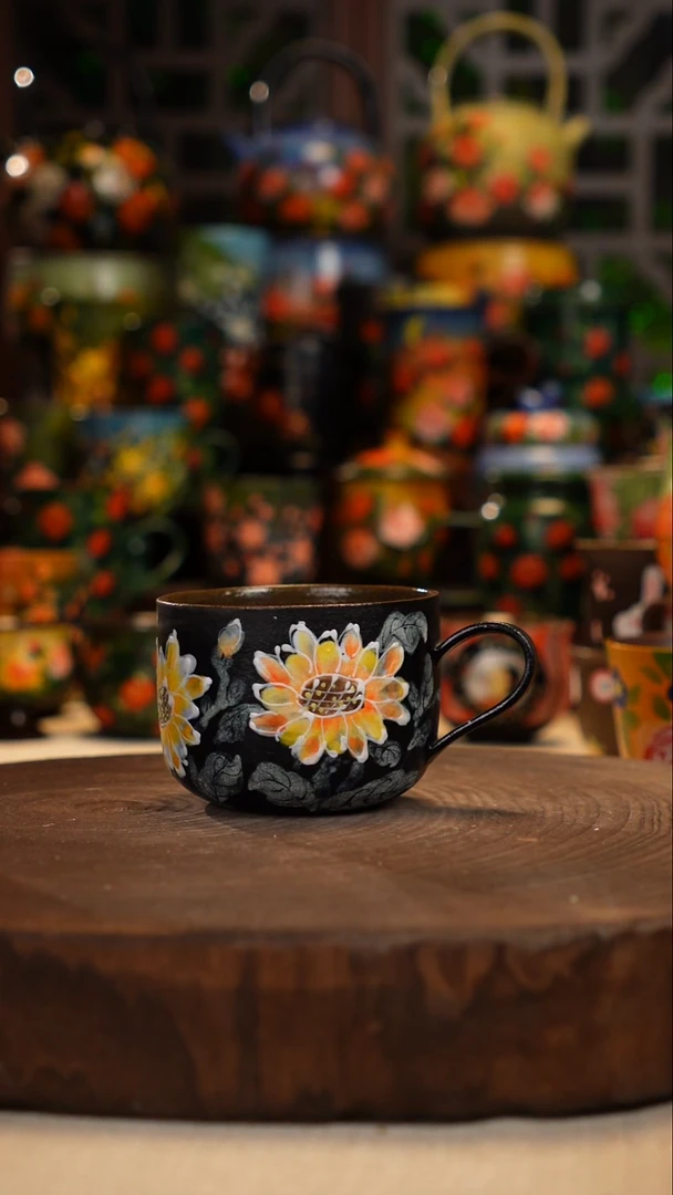 紫砂油画手绘釉下彩