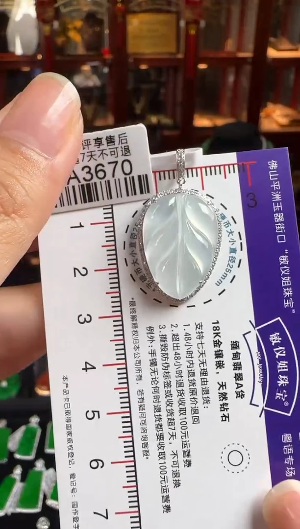 颈饰18K金镶嵌翡翠HA3670冰叶子