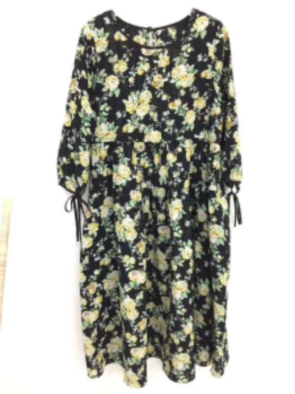 气质长加绒女装碎花连衣裙21018