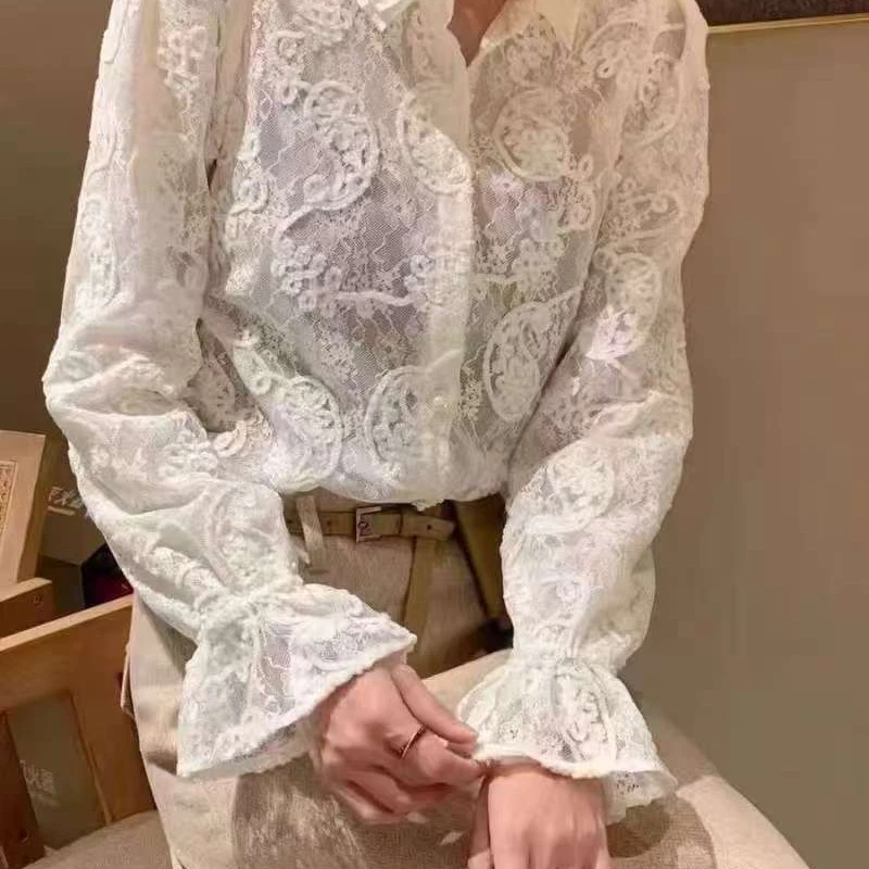 【夏幽幽专属】法式刺绣长袖衬衫10BYF110S6237