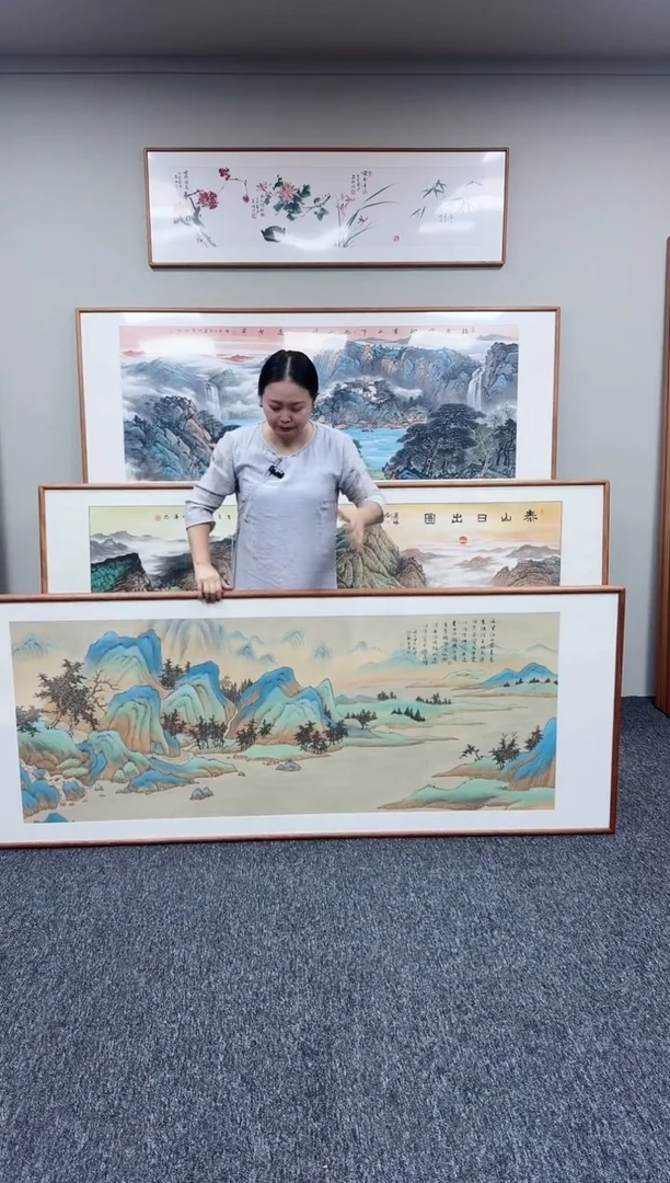 国画千里江山图210*80手绘作品