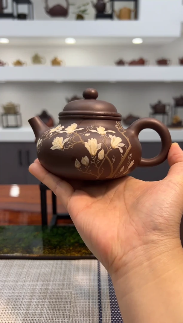 茶壶紫砂老紫泥 容天 泥绘