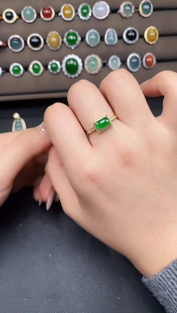 银S925镶嵌戒指翡翠265965