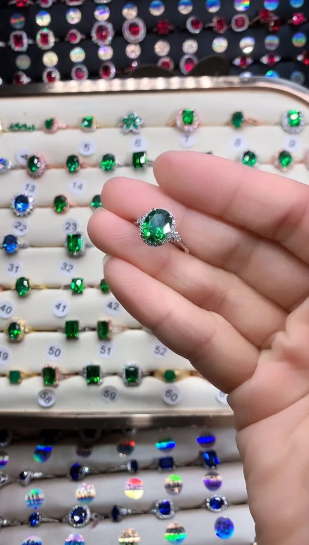 【闪购商品】透辉石戒指银S925镶嵌银色