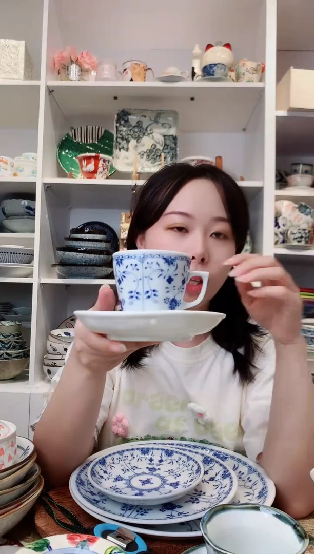 陶瓷【清仓】bloom青花咖啡杯碟