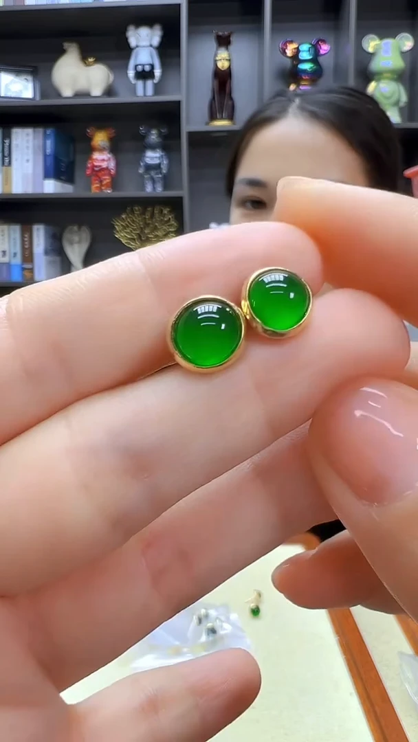 翡翠14K金镶嵌颈饰沉白diy劲饰