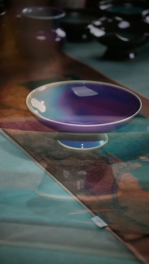 35-1高足盘（天青玫瑰紫）