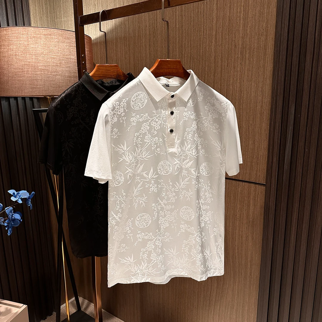 【传承经典 真丝单品】2025夏季新款新中式男士桑蚕丝短袖POLO衫