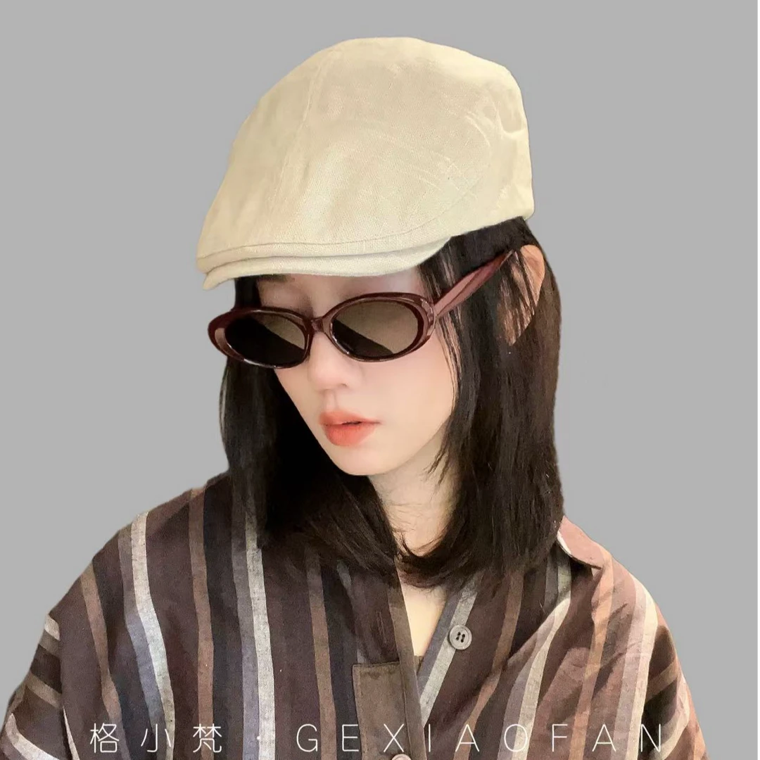 春夏老钱复古休闲前进帽纯色轻薄透气可调节显脸小韩版时尚帽子