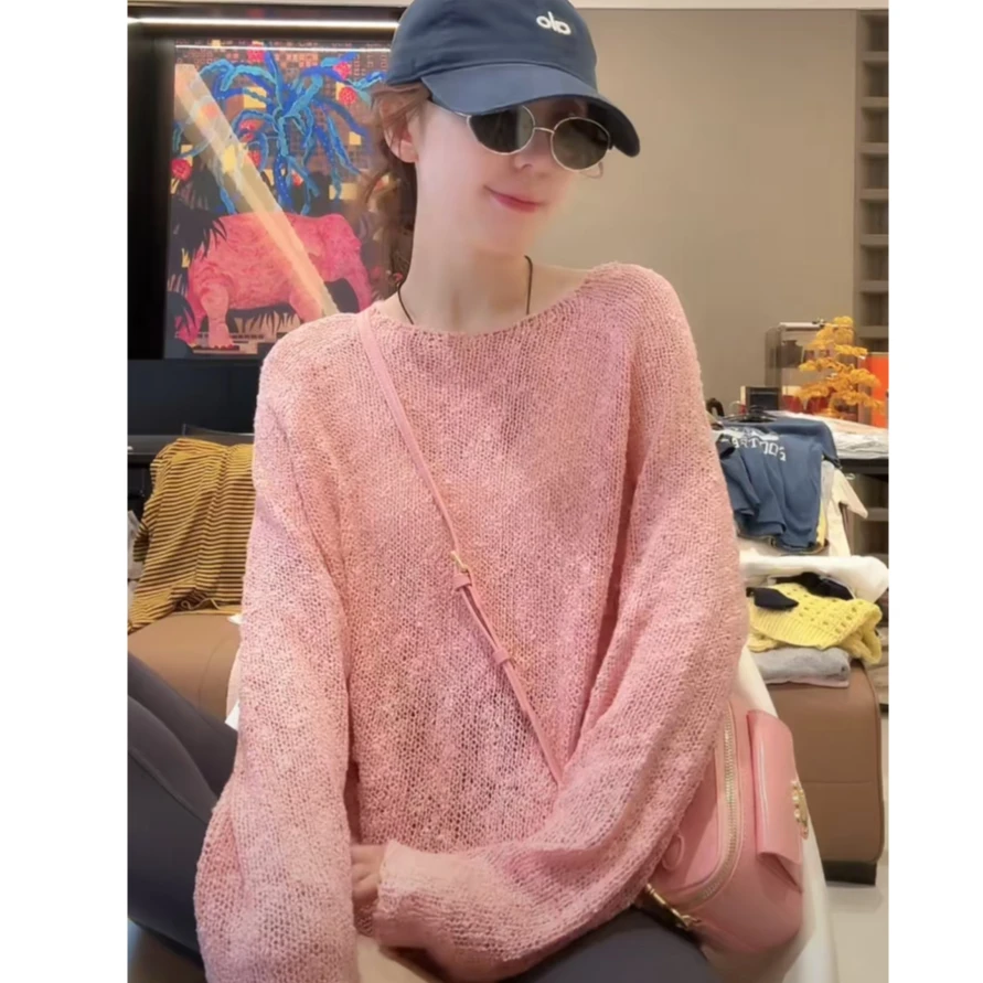 徐靖靖【山野玫瑰】长袖t恤女装防晒慵懒风出行洋气轻奢衣服2504122