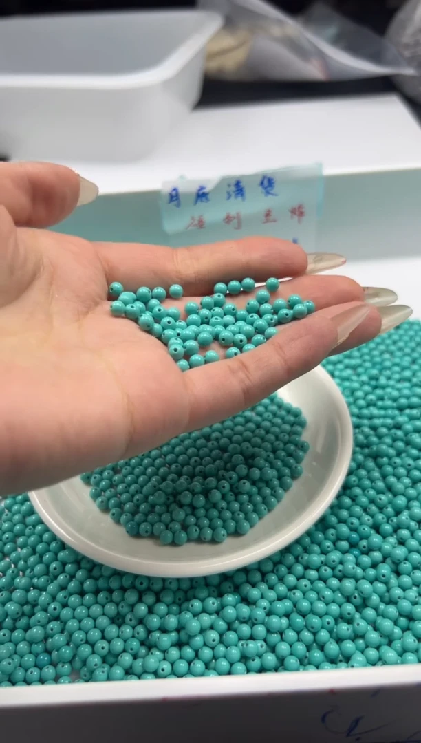 玛瑙/玉髓颈饰未镶嵌w822高瓷绿*松4mm*40颗