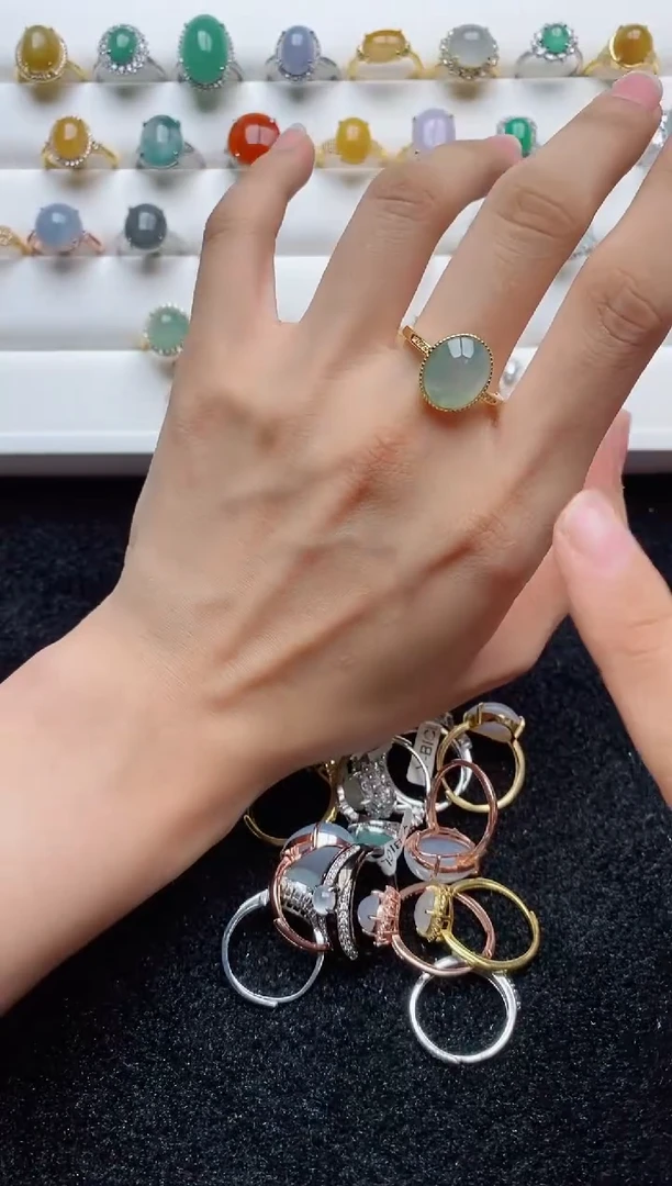 翡翠戒指银S925镶嵌.......