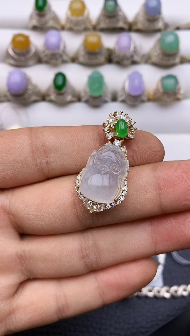 翡翠银S925镶嵌吊坠(赠链)/0030