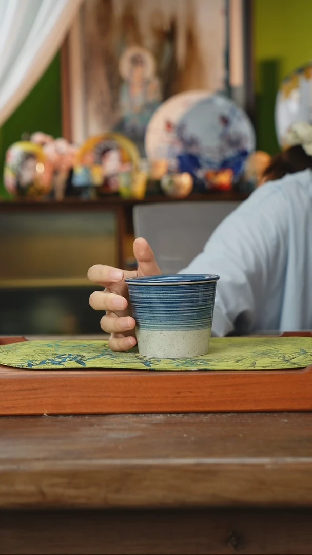 摆件景德镇釉下手绘陶瓷茶具，咖啡杯