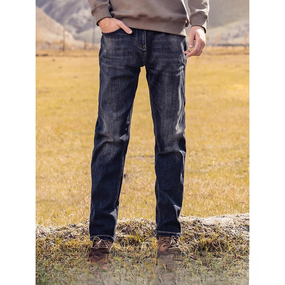 灏吉弧复古男士牛仔裤美国直筒宽松裤春秋季休闲裤秋冬弹力百搭