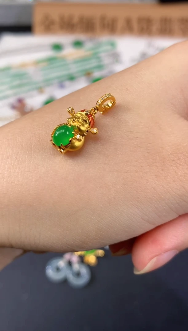 吊坠(不含链)18K金镶嵌翡翠F****nA354|4980