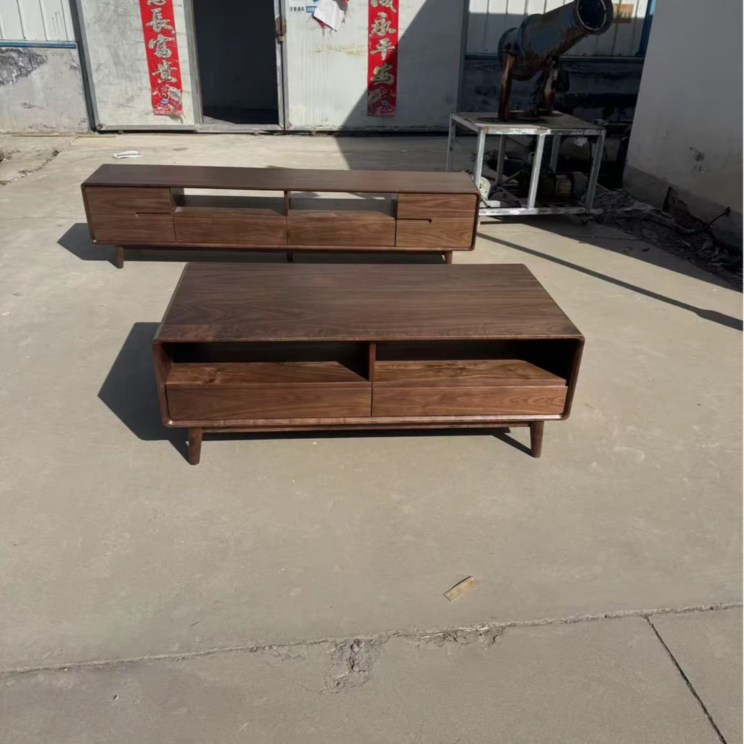 实木北美黑胡桃木客厅北欧矮柜方几电视柜实木电视柜柜子茶几