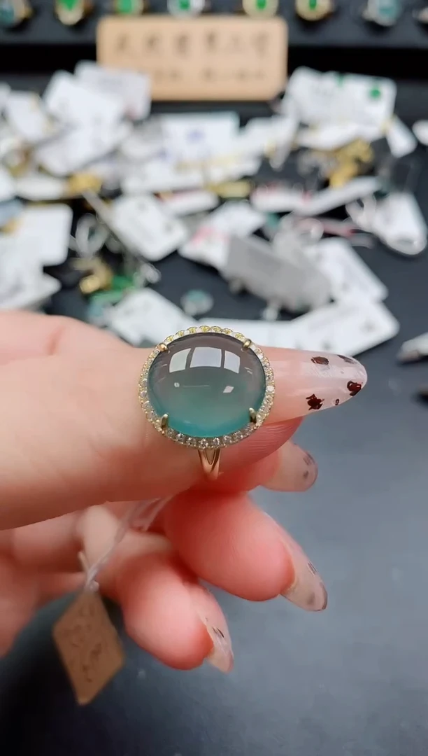 银S925镶嵌戒指翡翠1