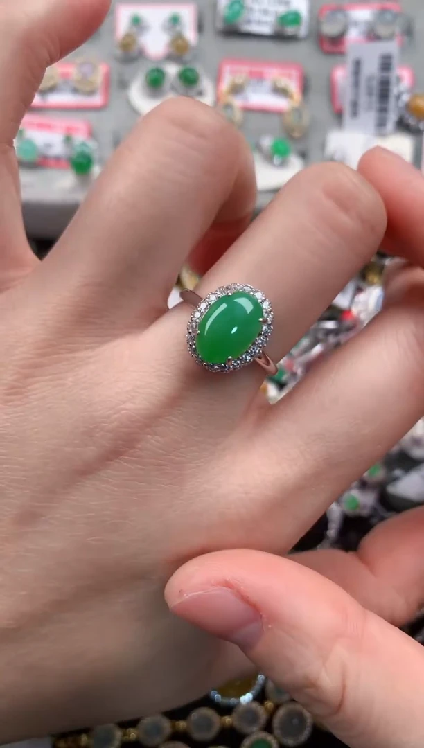 银S925镶嵌戒指翡翠888---7