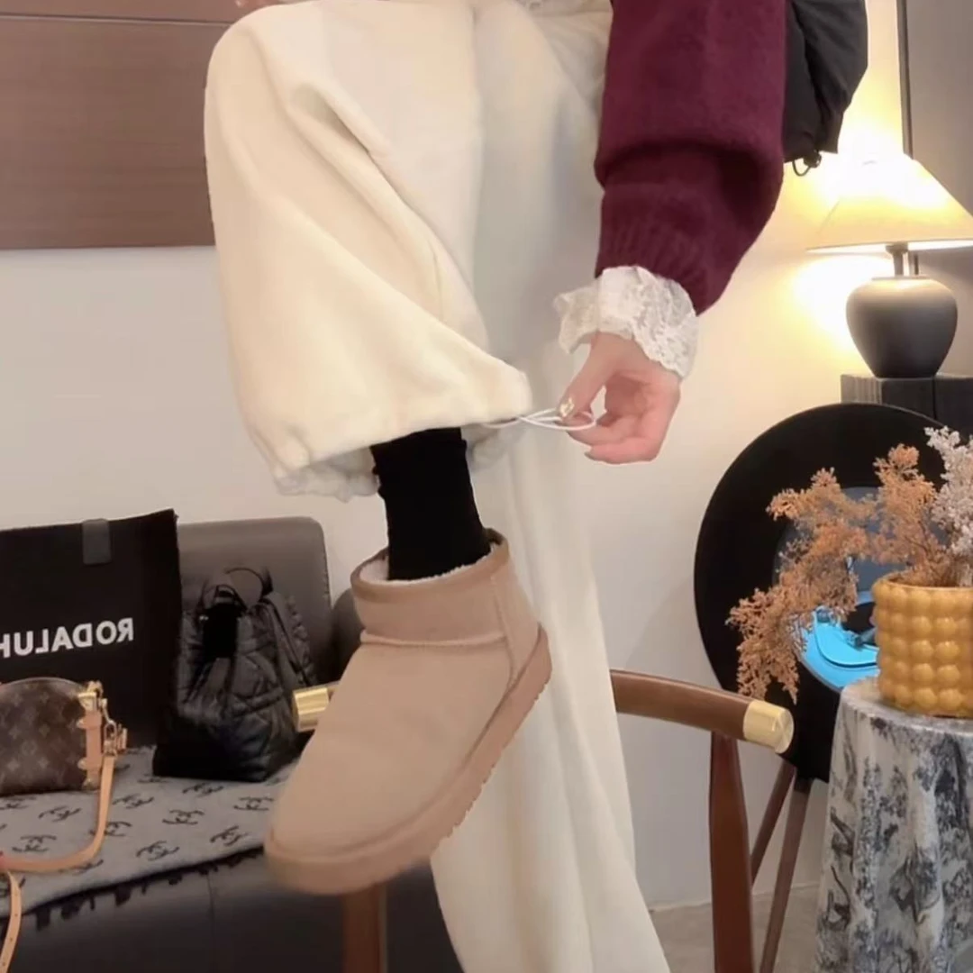 【米米服饰】秋冬厚款“绵羊毛”阔腿宽松休闲风卫裤 2502-325