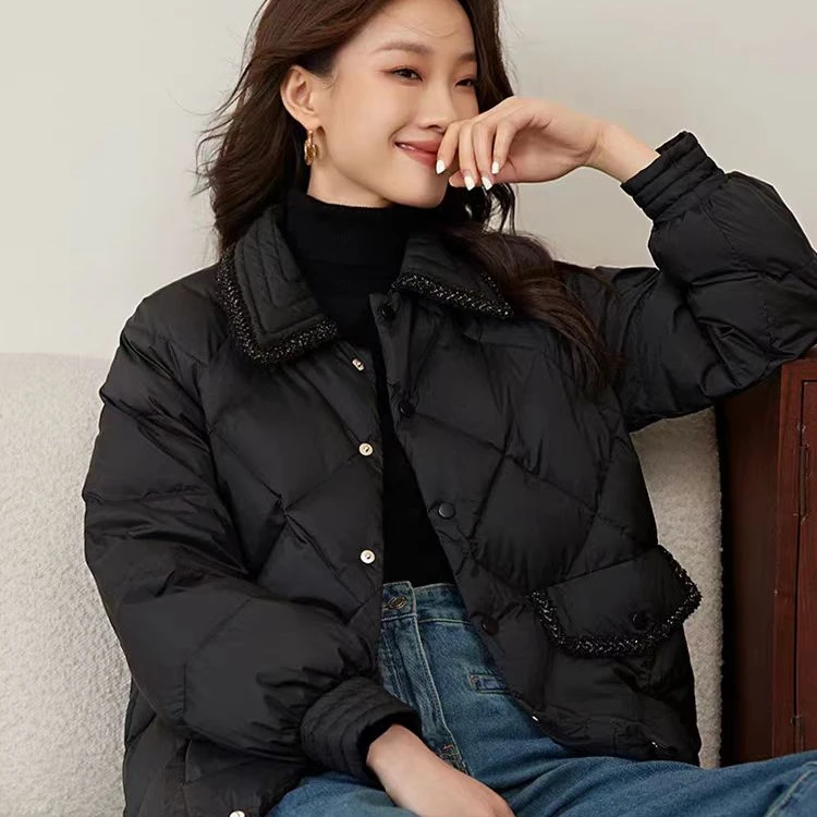 初相识2025新款保暖羽绒服气质加厚保暖90鹅绒羽绒服外套H187