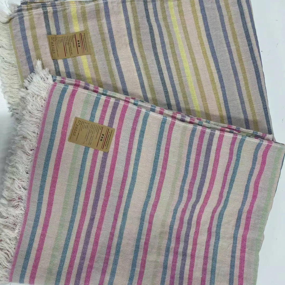 （单人条纹毯)150×200cm透气亲肤四季通用床盖沙发毯简约