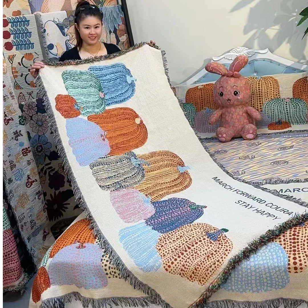 多彩南瓜200/240左右四季多功能双面可机加厚洗沙发巾