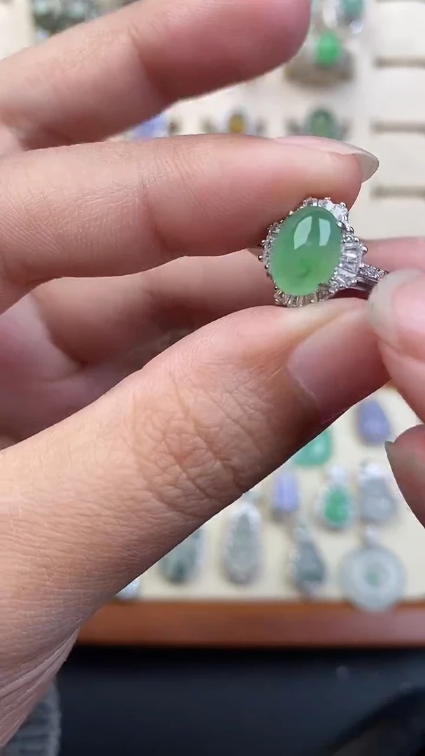 银S925镶嵌定制翡翠969679