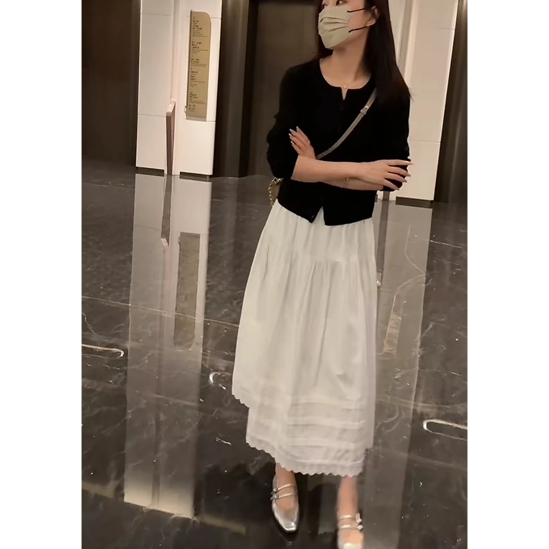 2025新款小个子蕾丝花边半身裙女春夏爆款A字森系高级感中长裙