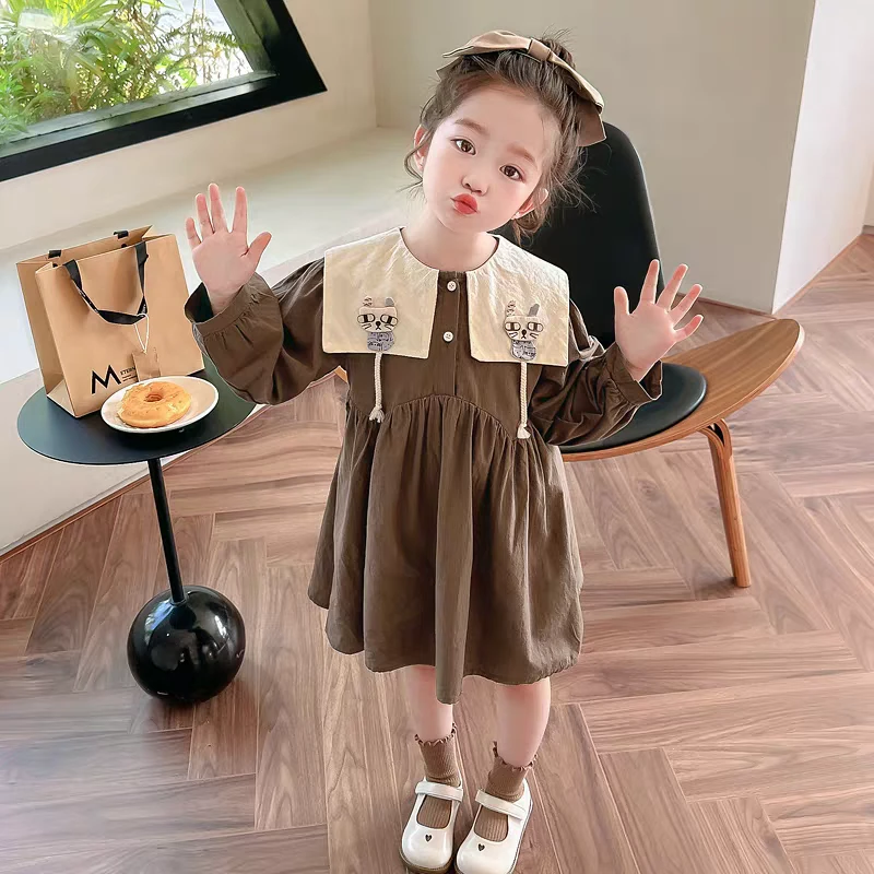 女小童连衣裙春秋款洋气女宝宝海军领公主裙春装小女孩裙子潮4456