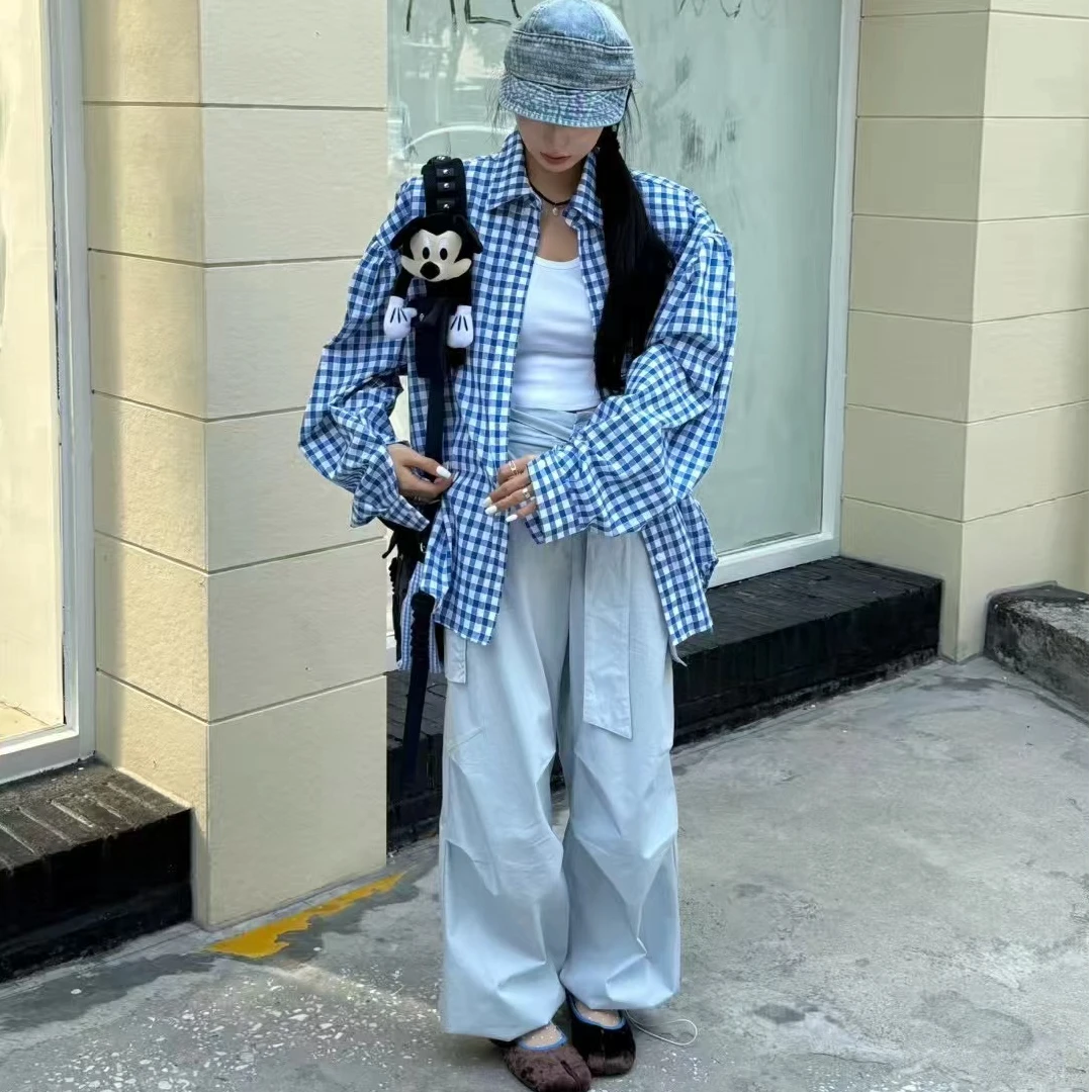 宠儿【2025春款财神韩版3色格子时尚百搭衬衣】