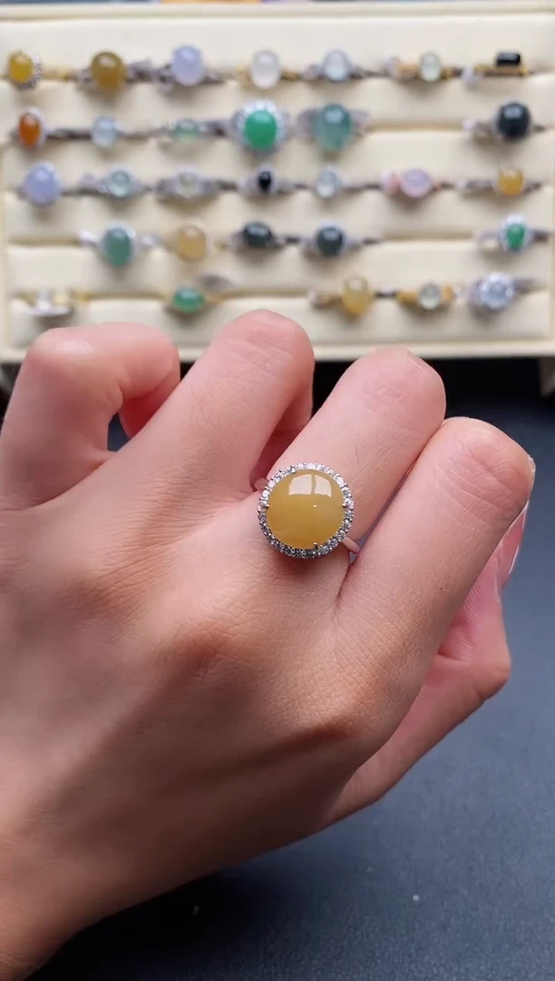 银S925镶嵌戒指翡翠66666666+7